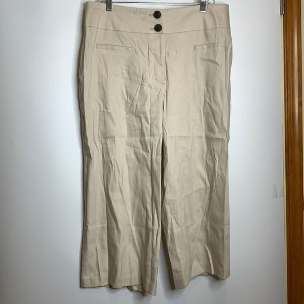 NWT Alfani Beige Coulotte Pant Linen 14W PLUS SIZE